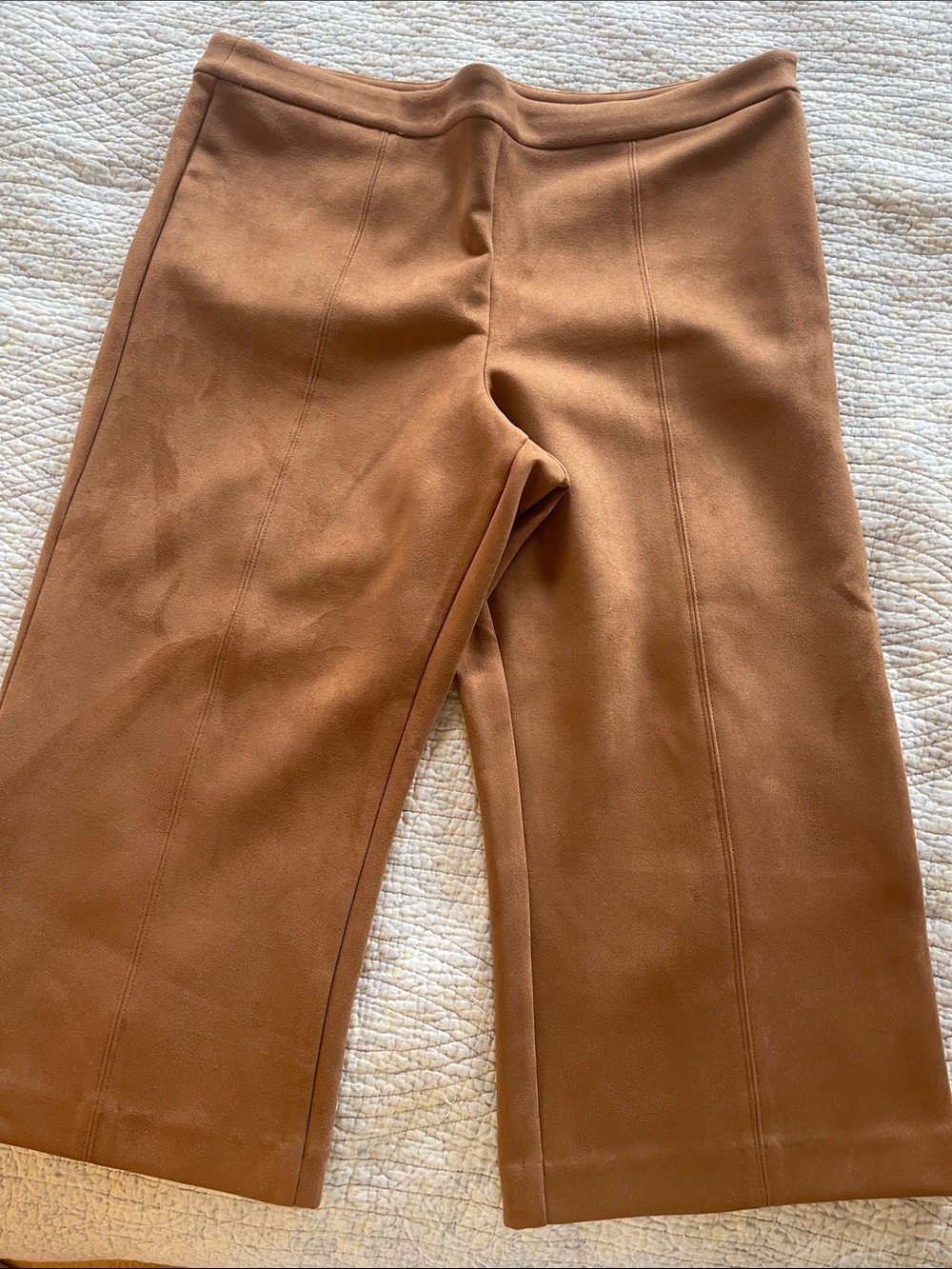 Ann Taylor- Brown side-zip velour like Stretch cropped Pants